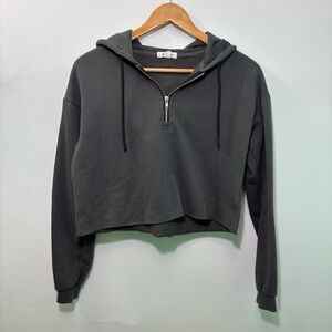 Garage Charcoal Grey Cropped Hoodie
